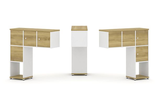 Concept Надставка низкая CN.DNN-002 Дуб Винченцо/Белый Бриллиант/Металл Белый 1099*365*1130 - Вид 1