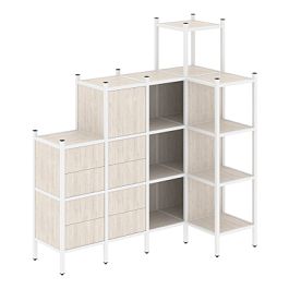 Loft Угловой внутренний стеллаж наборный VR.L-48 Денвер светлый/Белый металл 1694*862*1869 - Фото предпросмотра