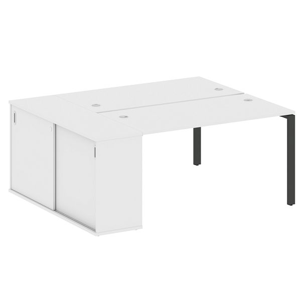 Metal System Р. ст. с шкафом-купе на П-образном м/к БП.РС-СШК-1.3 Т Белый/Антрацит металл 1810*1475*750 - Вид 1