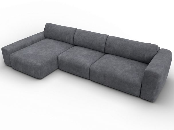 Диван угловой Лига-066 НПБ Лонг угол левый Велюр серый - Вид 6