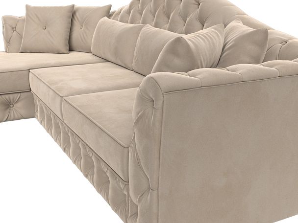 Диван угловой Артис левый угол Велюр бежевый - Вид 4
