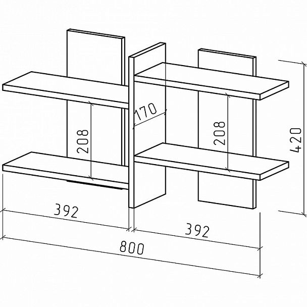 Полка навесная Лайт-8 - Вид 2