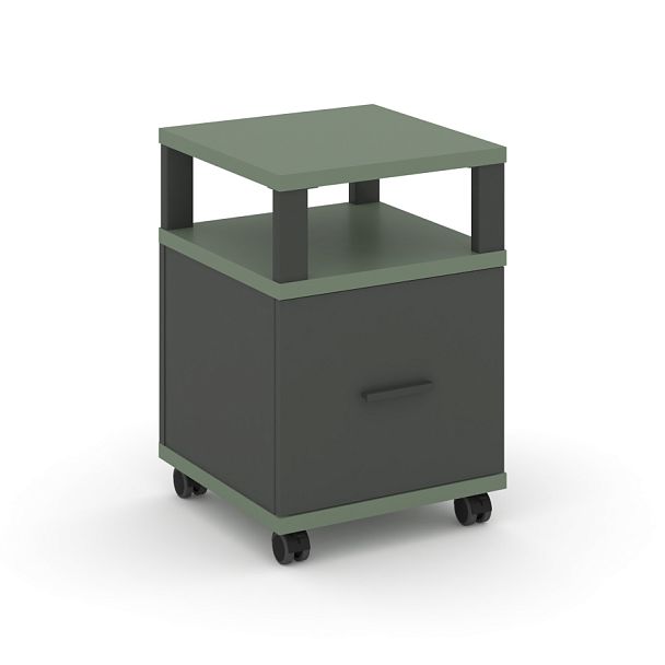 Concept Тумба мобильная 1 распаш. фасад с надставкой CN.TUM-008 A Кобо/Антрацит/Металл Антрацит 420*420*615 - Вид 1