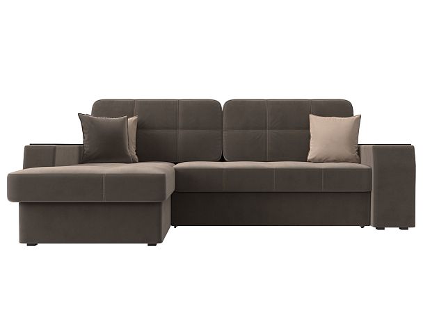 Угловой диван Брюссель левый (полностью велюр коричневый) - Вид 2