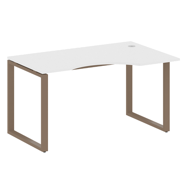 Metal System Стол криволинейный правый на О-образном м/к БО.СА-2 (R) Белый/Мокко металл 1400*900*750 - Вид 1
