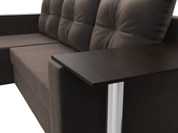 Угловой диван Атланта Лайт левый (полностью велюр коричневый) - Вид 4