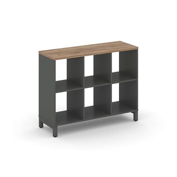 Style Project Каркас стеллажа 2 яр. SN.KS-230 Антрацит/Дуб Табак/Металл Антрацит 1121*400*881 - Вид 1