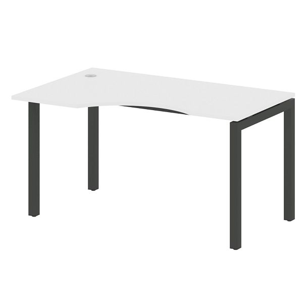 Metal System Quattro Стол криволинейный левый на П-образном м/к 50БП.СА-2 (L) Белый/Антрацит металл 1400*900*750 - Вид 1
