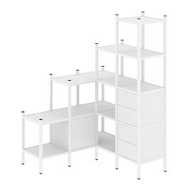 Loft Угловой внутренний стеллаж наборный VR.L-40 Белый бриллиант/Белый металл 1278*1278*1869 - Фото предпросмотра