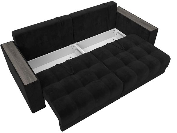 Диван прямой с декором Лига-049 НПБ Велюр черный - Вид 8
