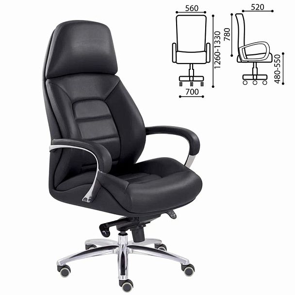 Кресло офисное "EPIK" A-181-G, мультиблок, натуральная кожа, черное - Вид 2