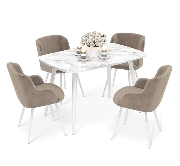 Обеденная группа Sheffilton SHT-DS264 ассаль/латте/белый муар - Вид 2