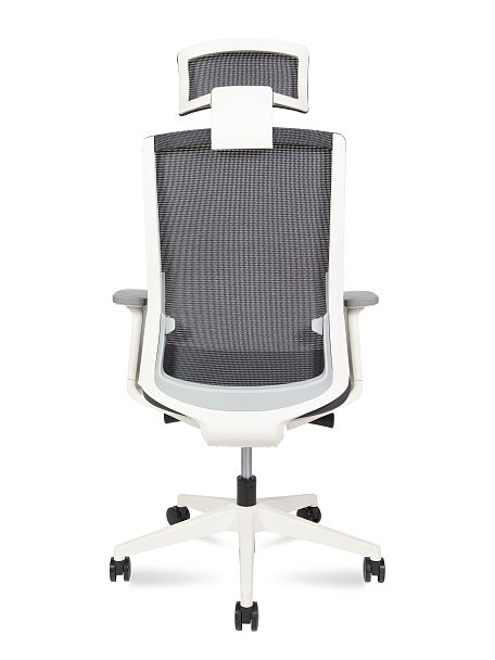 Кресло офисное Ruby / белый пластик / серая сетка / серая ткань - Вид 2