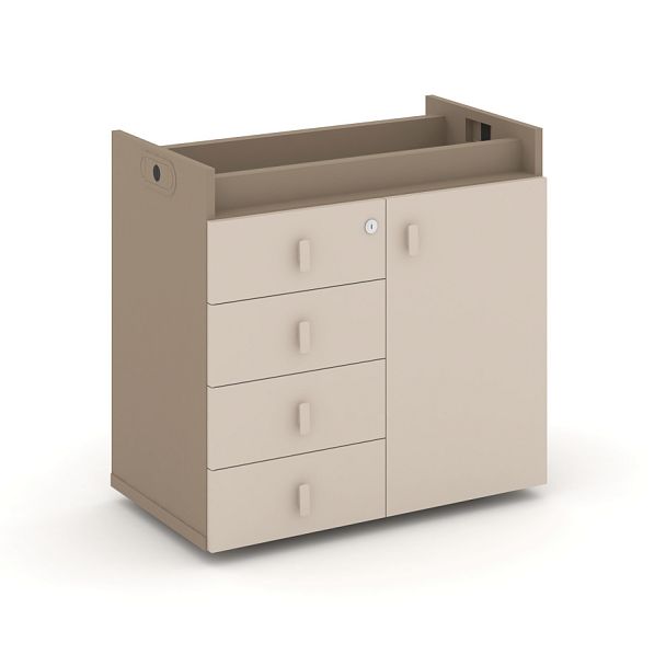 Estetica Тумба опорная-фасад+ящики ES.TON-2 Латте/Капучино/Латте металл 750*406*725 - Вид 1