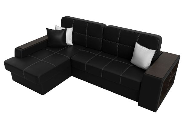 Угловой диван Брюссель левый (полностью экокожа черная) - Вид 5