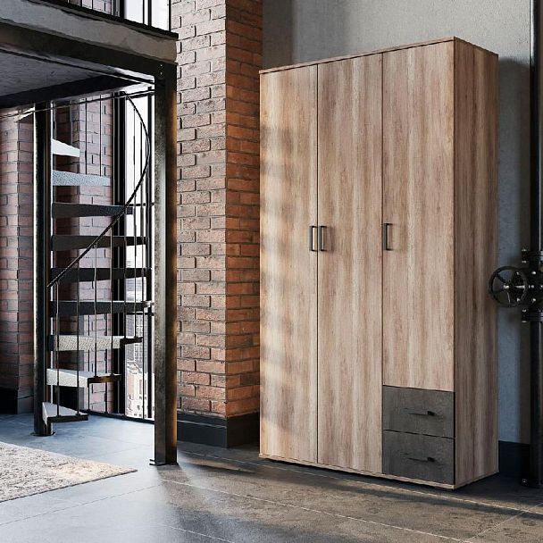 НЕЛЬСОН ШК 01 (СОЛО-1) Шкаф (1.200х2,200х0,500) дуб каньон/железный камень - Вид 3