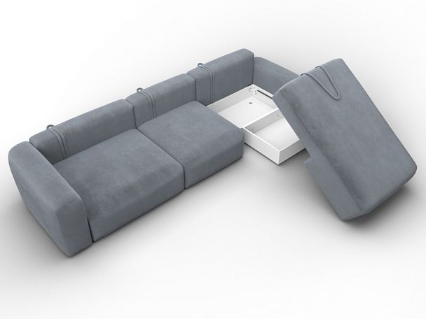 Диван угловой Лига-066 НПБ Лонг угол правый Велюр серый - Вид 7