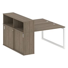 Metal System Quattro Р. ст. с шкафом-купе на О-образном м/к 50БО.РС-СШК-2.2 Т Вяз/Белый металл 1610*1475*1098 - Фото предпросмотра