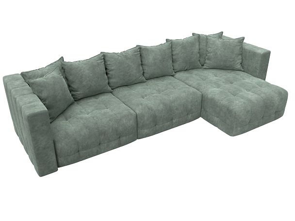 Диван угловой Лига-052 НПБ Лонг угол универсальный Велюр зеленый - Вид 6