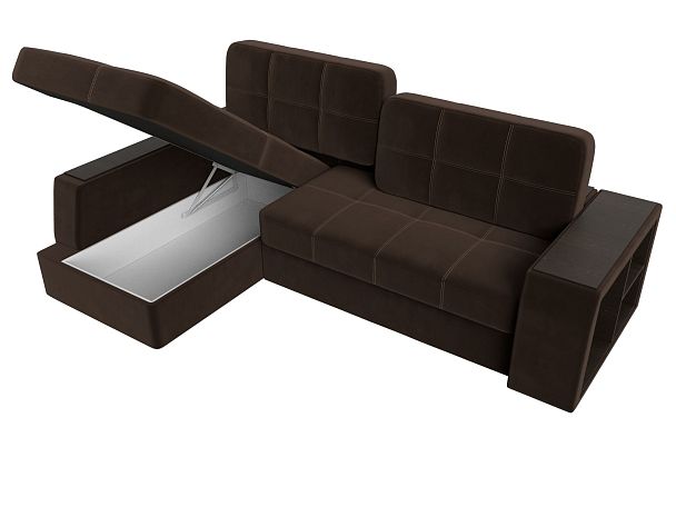 Угловой диван Брюссель левый (полностью микровельвет коричневый) - Вид 7
