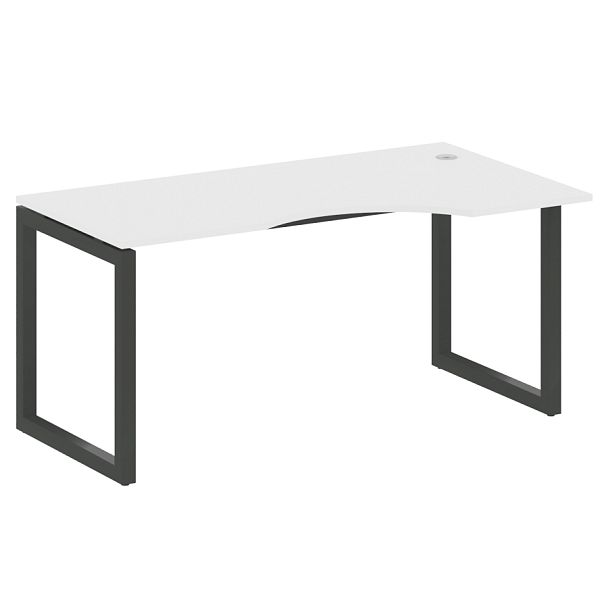 Metal System Quattro Стол криволинейный правый на О-образном м/к 50БО.СА-1 (R) Белый/Антрацит металл 1600*900*750 - Вид 1
