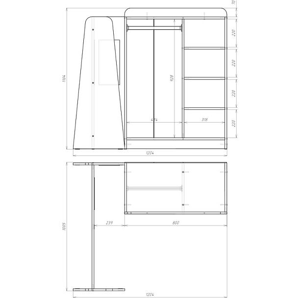 Уголок ряженья с зеркалом, цветной - Вид 2