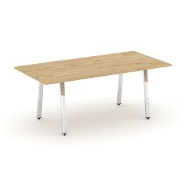 Style Project Direct Lux Стол переговорный M-SN-6A.SPRG-198.3 Тиквуд Светлый/Нержавеющая Сталь/Хром 1980*980*25 - Фото предпросмотра