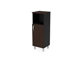 БЕРЛИН / BERLIN Шкаф-стеллаж узкий 3 уровня правый 450х430х1290 Венге/Черный - Фото предпросмотра