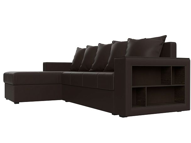 Диван угловой Дубай Лайт угол левый (полностью экокожа коричневая) - Вид 3