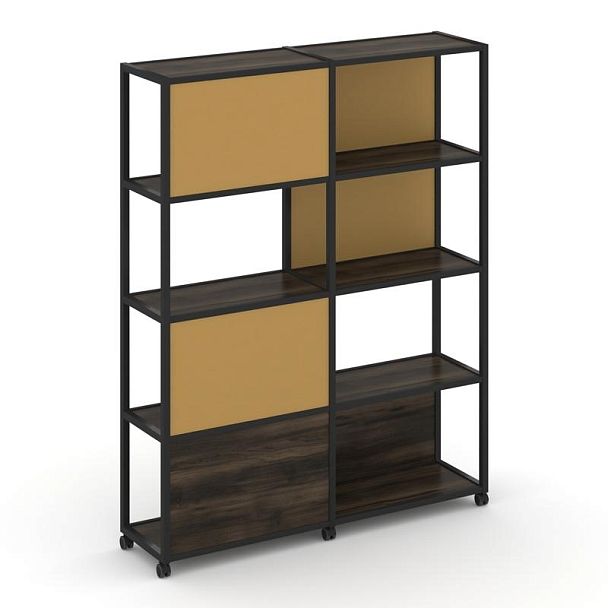 Shelf Mobile Стеллаж 5 уровней 2 секции VR.LT-STK-515.12 Дуб Мали/Металл Черный/W-31 2370*400*2000 - Вид 1