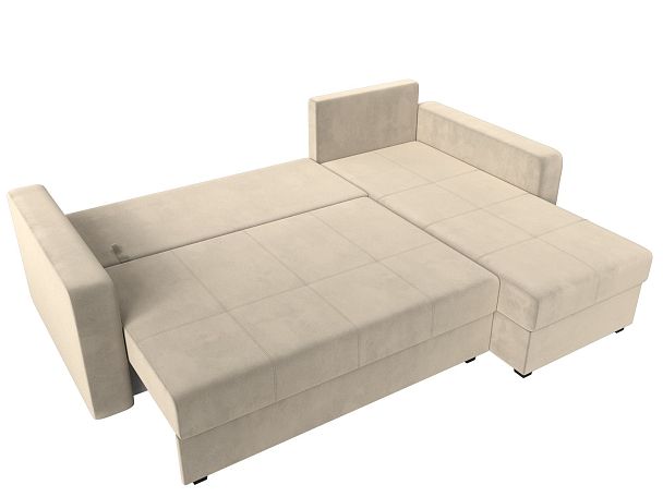 Диван угловой Ливерпуль Лайт правый угол Микровельвет бежевый - Вид 8