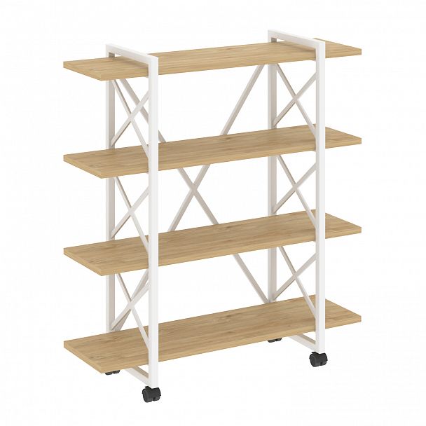 Стеллаж на колесах "Loft" VR.L-MST.K-4.8V тиквуд светлый/белый - Вид 1