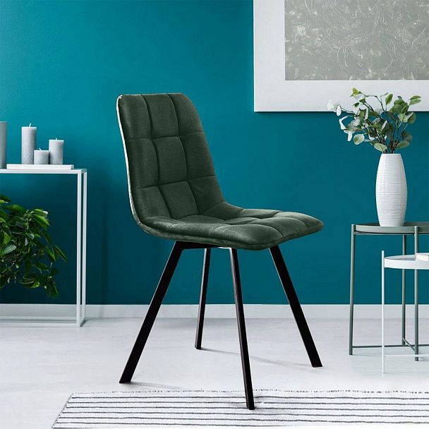 Стул UNO, бархат зелёный  19/ чёрный профиль - Вид 6