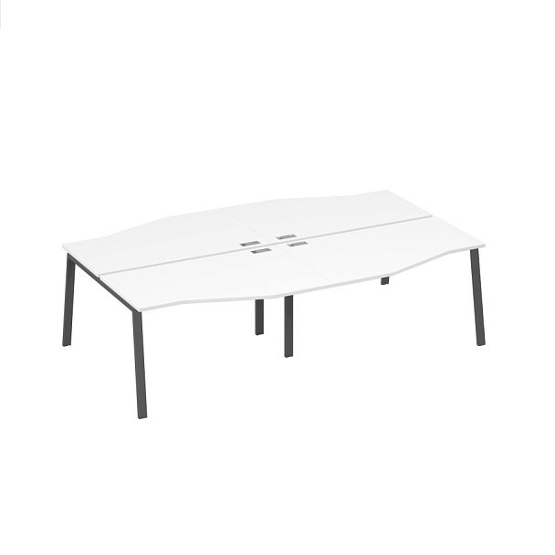 Рабочая станция со столами Техно (4х140) на каркасе TRE A4 А4 Б3 190-2 БП белый премиум / металлокаркас антрацит - Вид 1