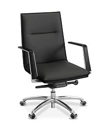 Кресло для посетителя Соло ML G натуральная кожа с компаньоном / черная - Фото предпросмотра