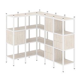 Loft Угловой внутренний стеллаж наборный VR.L-30 Денвер светлый/Белый металл 1278*1278*1458 - Фото предпросмотра