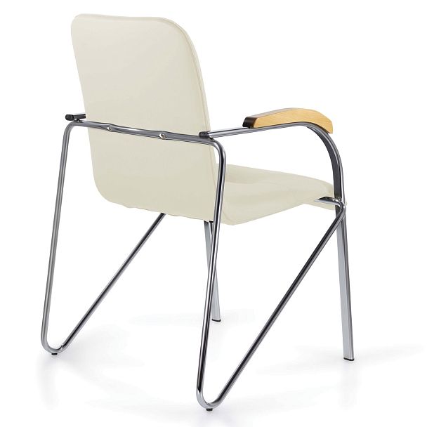 Кресло BRABIX "Samba CF-103", хром каркас, накладки "бук", кожзам бежевый, собрано, 532757, стопируемый - Вид 6