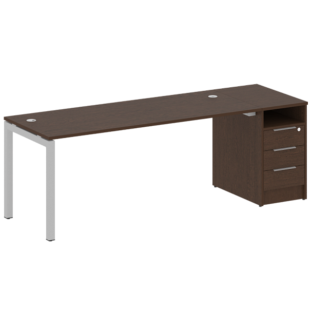 Metal System Quattro Р. ст. с тумбой на П-образном м/к 50БП.РС-СТП-1.5 Венге/Серый металл 2212*720*750 - Вид 1