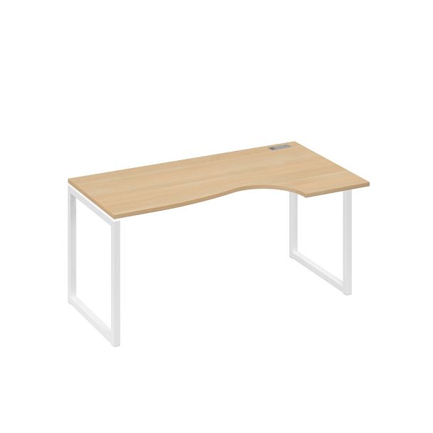Стол эргономичный правый "Классика" на металлокаркасе QUATTRO A4 А4 Б4 046 БП натуральный дуб / металлокаркас белый - Вид 1