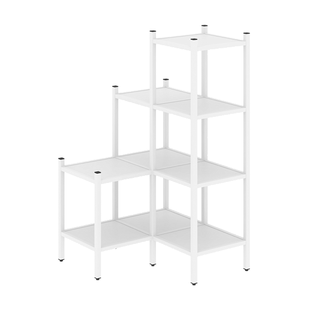 Loft Угловой внутренний стеллаж наборный VR.L-36 Белый бриллиант/Белый металл 862*862*1458 - Вид 1