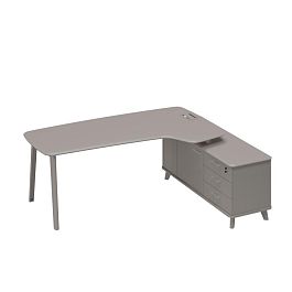 Стoл руководителя (тип 4) эргономичный с опорной тумбой правый Time metal ТМ М1 124 МП ВЛ ВЛ мокко премиум - Фото предпросмотра