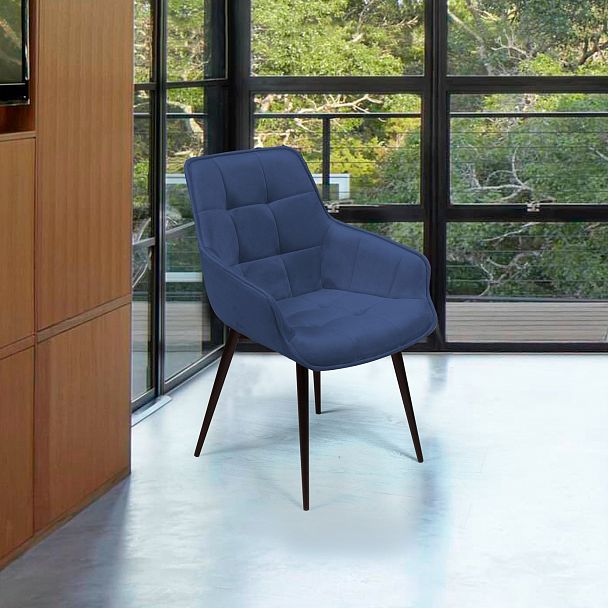 Стул Capri  поворотный 360 градусов, бархат синий 29 / опора конус - Вид 2