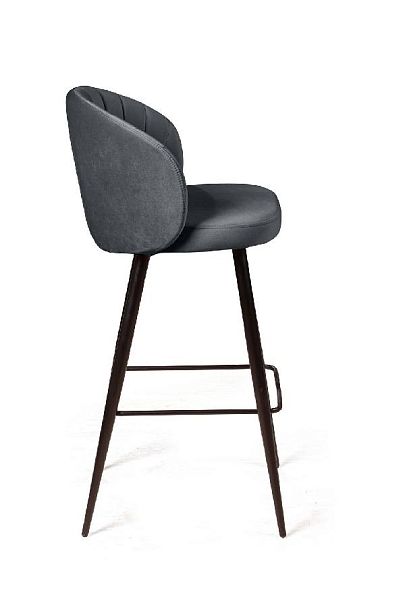 Стул барный Mont Blanc, бархат светло-серый 26 / черный конус - Вид 3