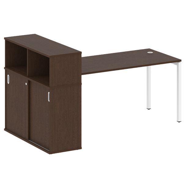 Metal System Quattro Стол письменный с шкафом-купе на П-образном м/к 40БП.РС-СШК-3.4 Т Венге/Белый металл 2010*1120*1098 - Вид 1