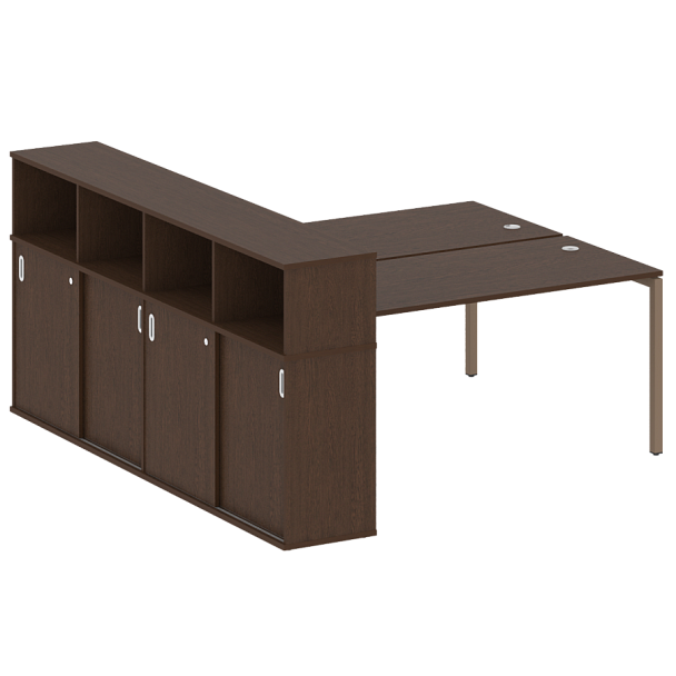 Metal System Quattro Р. ст. с шкафом-купе на П-образном м/к 40БП.РС-СШК-4.4 Т Венге/Мокко металл 2010*2332*1098 - Вид 1