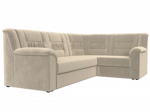 Угловой диван Карелия правый (полностью микровельвет бежевый) - Вид 3