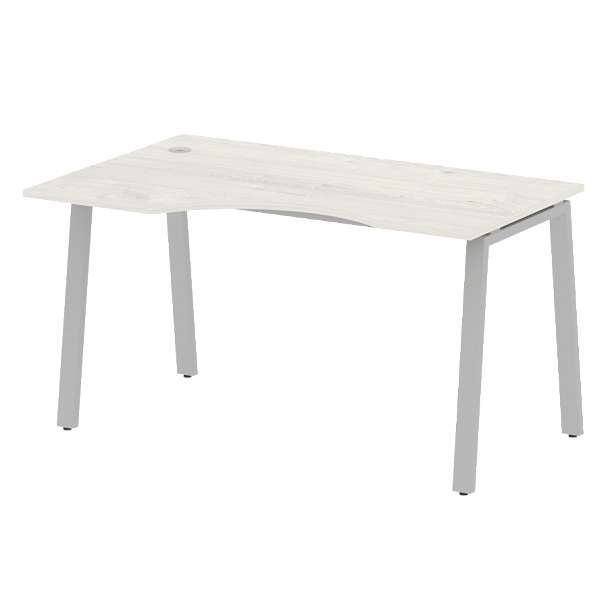 Metal System Стол криволинейный левый на А-образном м/к БА.СА-2 (L) Дуб наварра/Серый металл 1400*900*750 - Вид 1