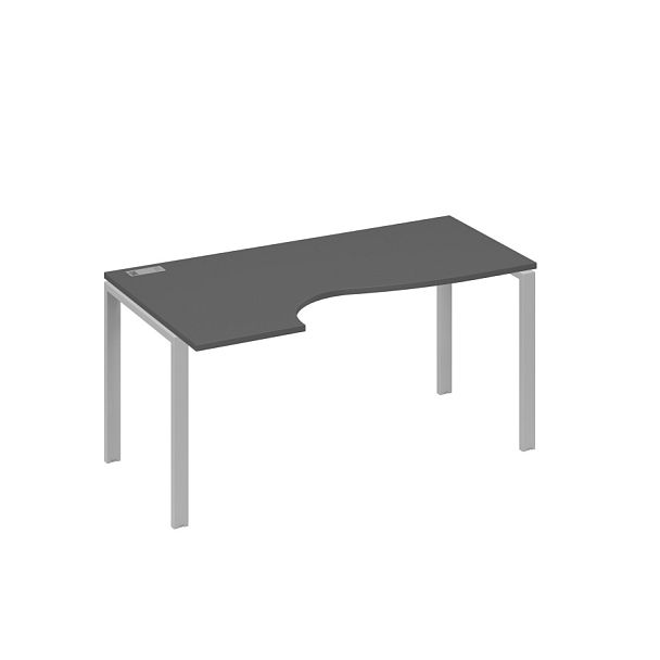 Стол эргономичный левый "Классика" на металлокаркасе UNO A4 А4 Б1 045 БП антрацит премиум / металлокаркас серый - Вид 1