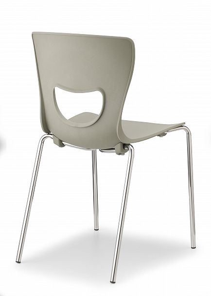 Стул PLUTO (4 ножки) каркас хром, серый - Вид 4