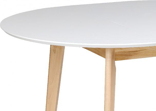 Обеденная группа стол раздвижной Норден D100 Белый/Натуральный и 4 стула Мэти Натуральный/Серый велюр - Вид 9